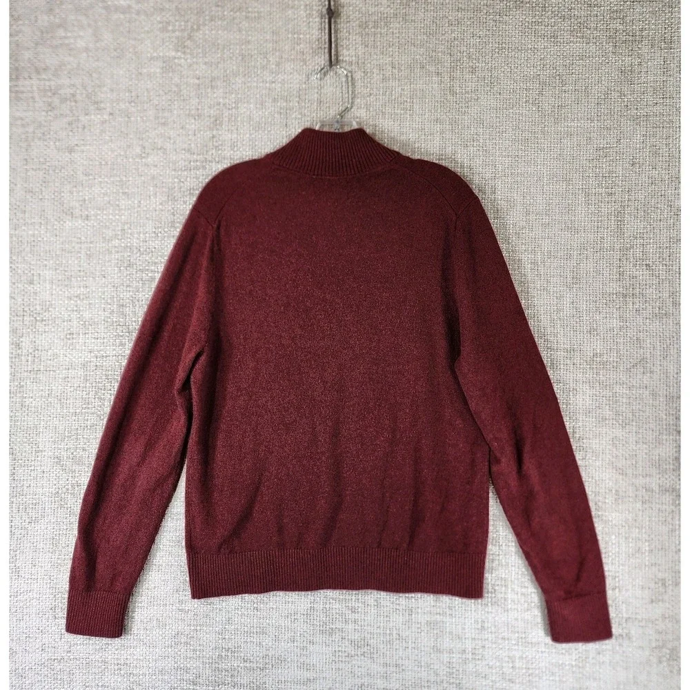 Lands End 100% Cashmere 1/4 Zip Sweater Mens M 38-40 Red Long Sleeve Pullover